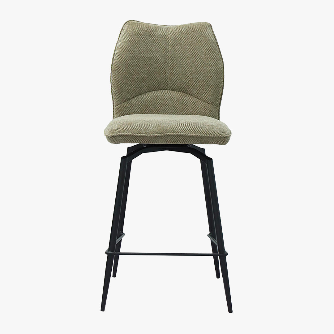 STELA Lot de 2 tabourets pivotants en tissu taupe piètement métal noir