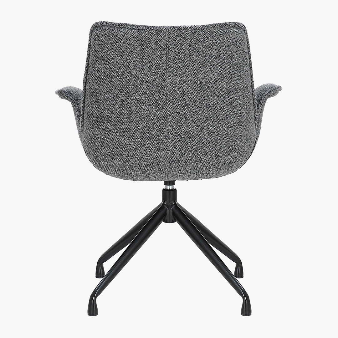 ROXANE Chaise pivotante tissu bouclette gris foncé piètement en métal noir