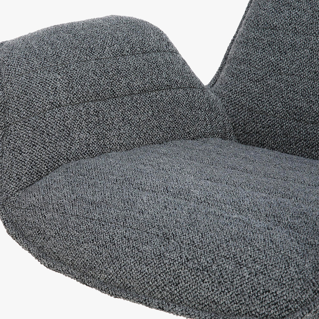 ROXANE Chaise pivotante tissu bouclette gris foncé piètement en métal noir