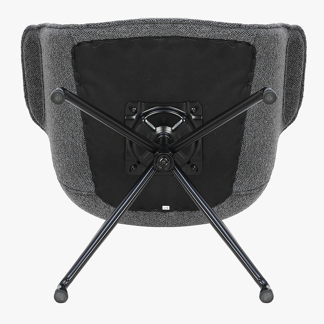 ROXANE Chaise pivotante tissu bouclette gris foncé piètement en métal noir