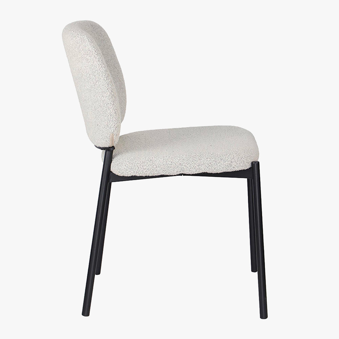 SAFIA Lot de 2 chaises en tissu beige piètement métal noir