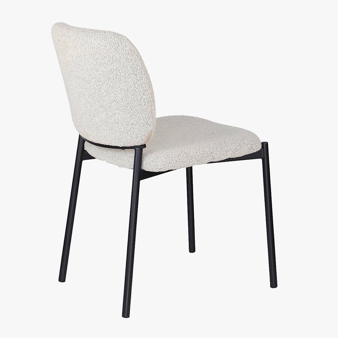 SAFIA Lot de 2 chaises en tissu beige piètement métal noir