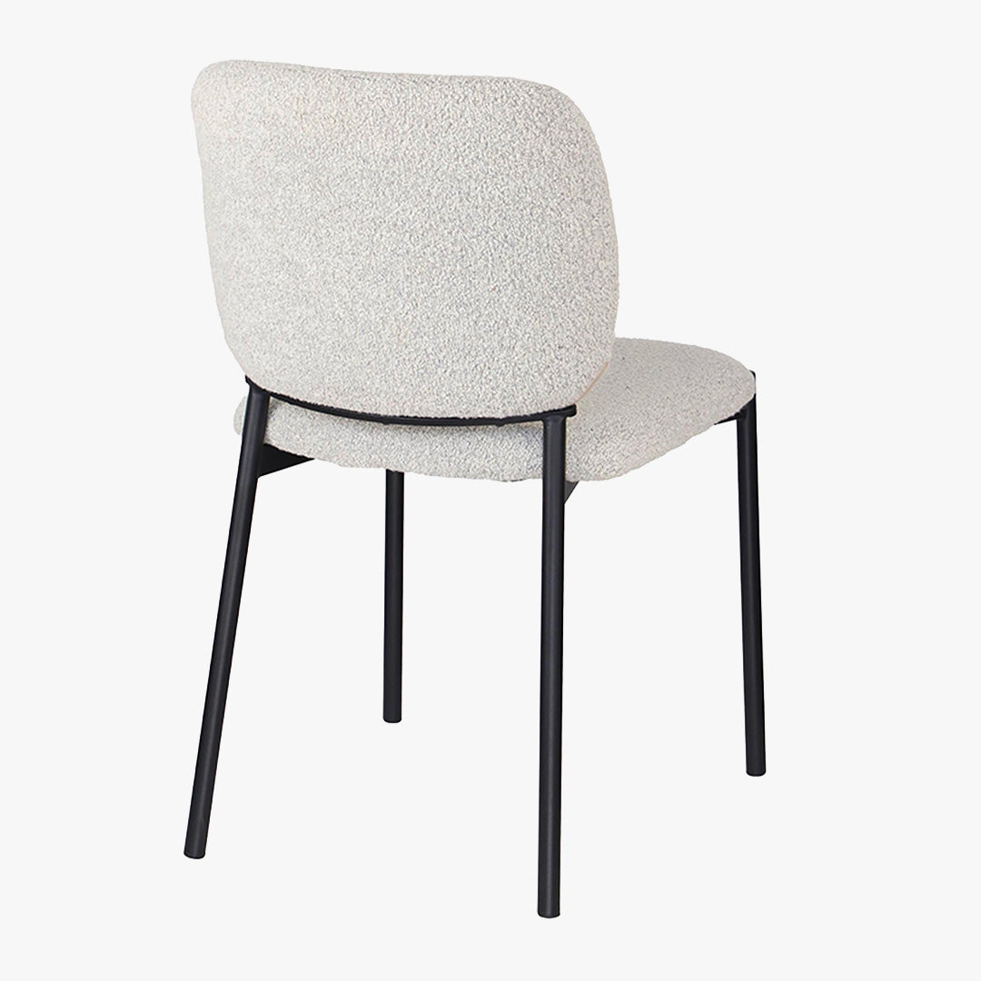 SAFIA Lot de 2 chaises en tissu beige piètement métal noir