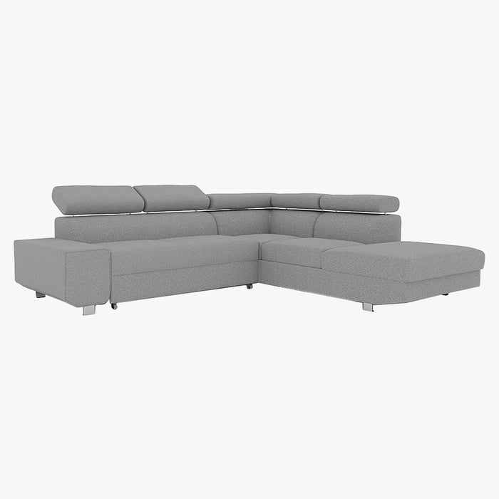 EIDEN Canapé d'angle convertible avec coffre en tissu gris clair - Angle droit