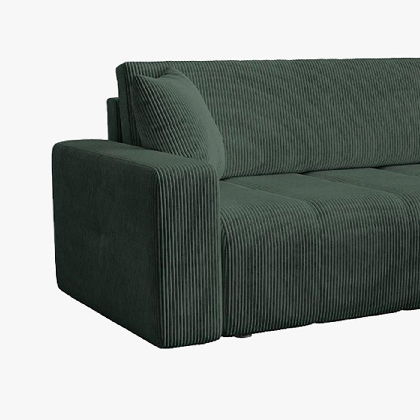 ALICIA MINI Canapé d'angle convertible et réversible avec coffre en velours côtelé vert