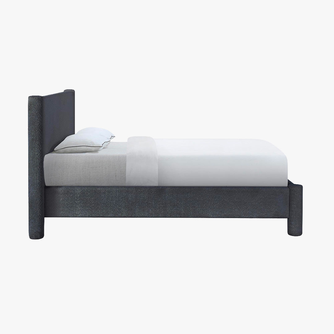 ALINA Lit double effet peau de mouton anthracite 160x200 cm