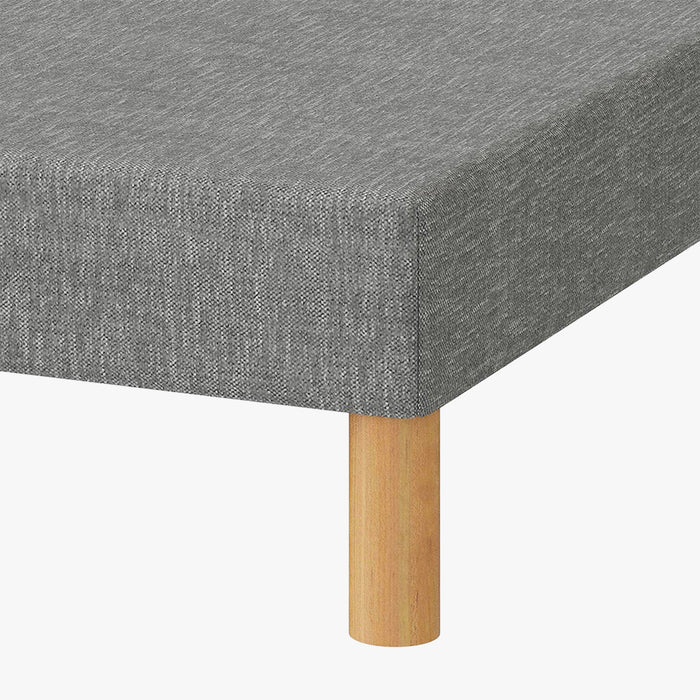 SPRING Sommier tapissier 90*190 tissu gris piètement en bois