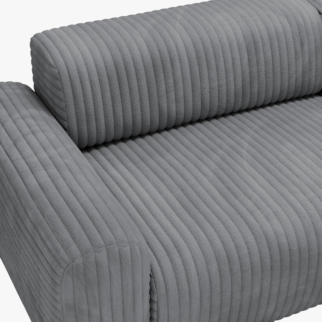 SOFIA Canapé d'angle en velours gros côtelé gris foncé - Angle droit