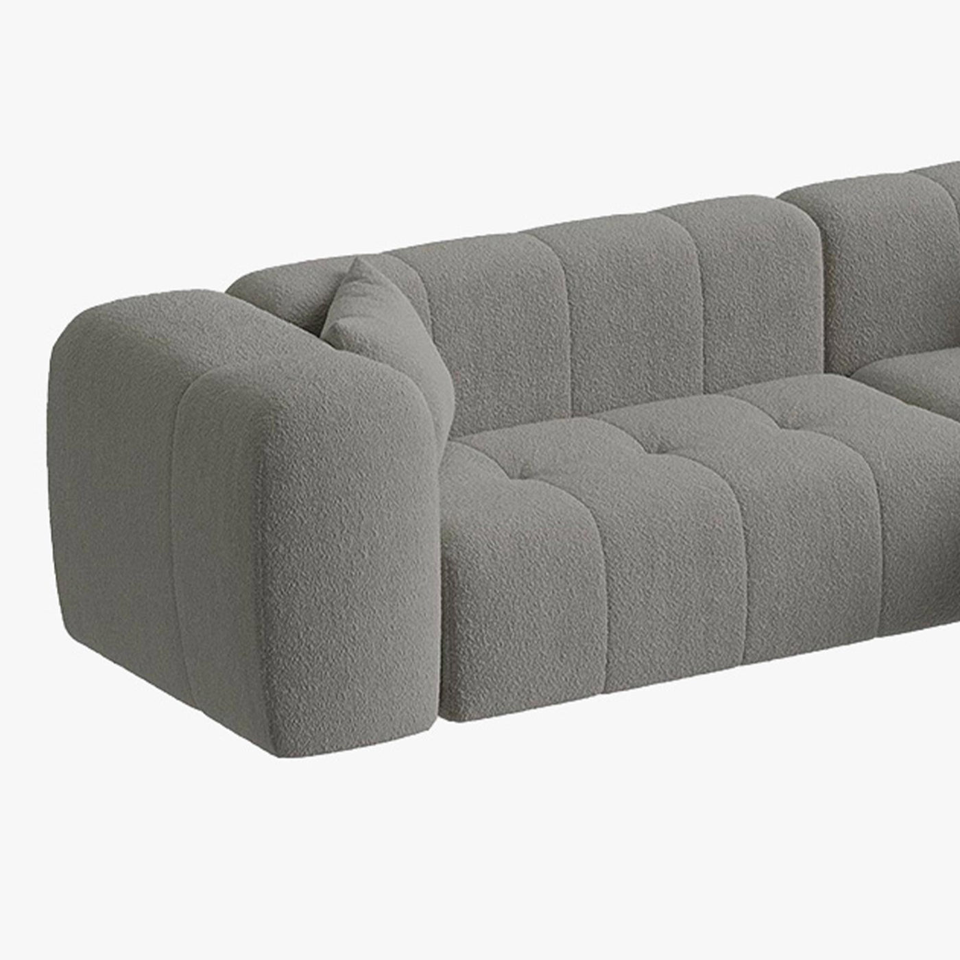 LAYANE Canapé d'angle tissu bouclette gris - Angle droit