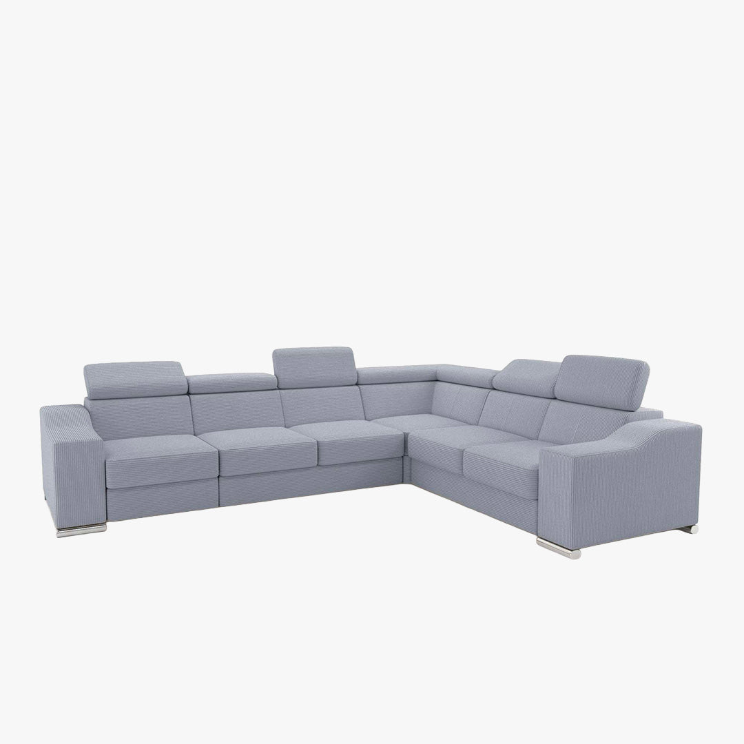 LUCKY COTELÉ Canapé d’angle convertible réversible en velours côtelé gris clair