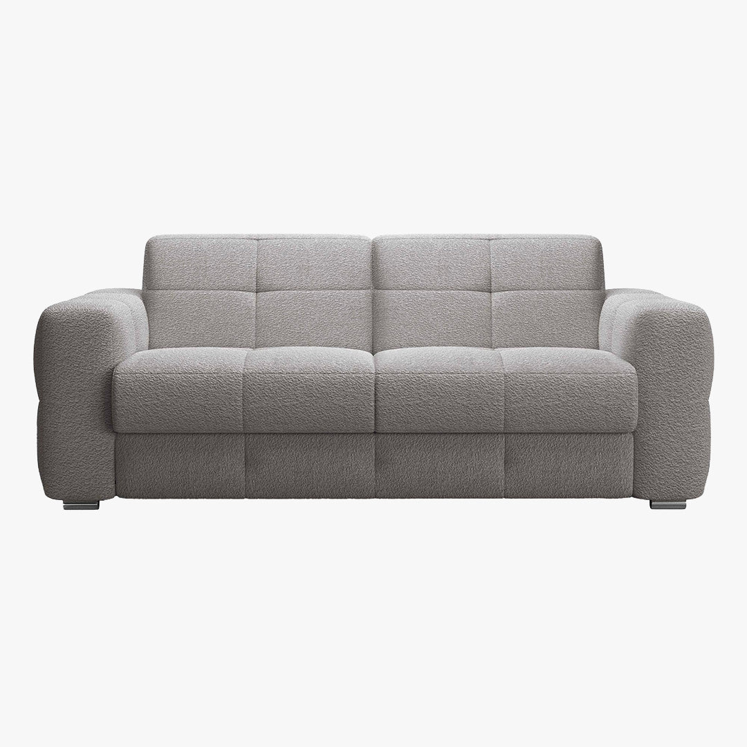SAMINA Canapé 3 places convertible en tissu bouclette gris matelas Memory 14 cm