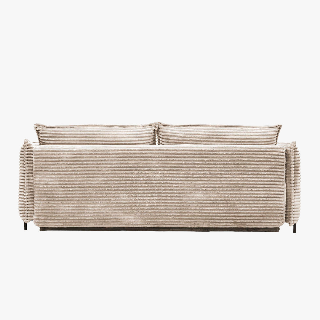 MONICA Canapé 3 places convertible avec coffre velours gros côtelé beige