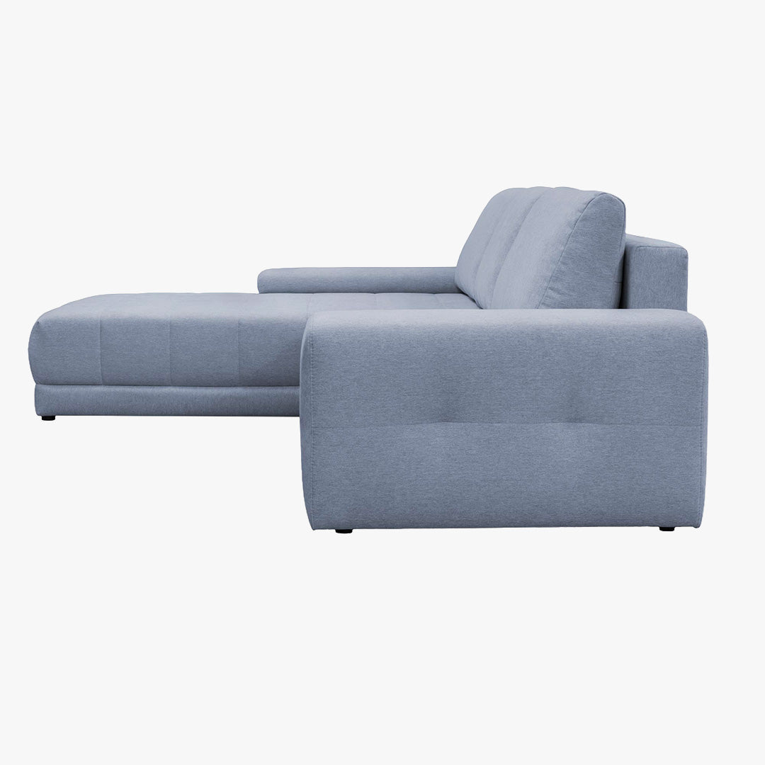 OLIVIA Canapé d'angle convertible avec coffre tissu gris - Configuration fixe