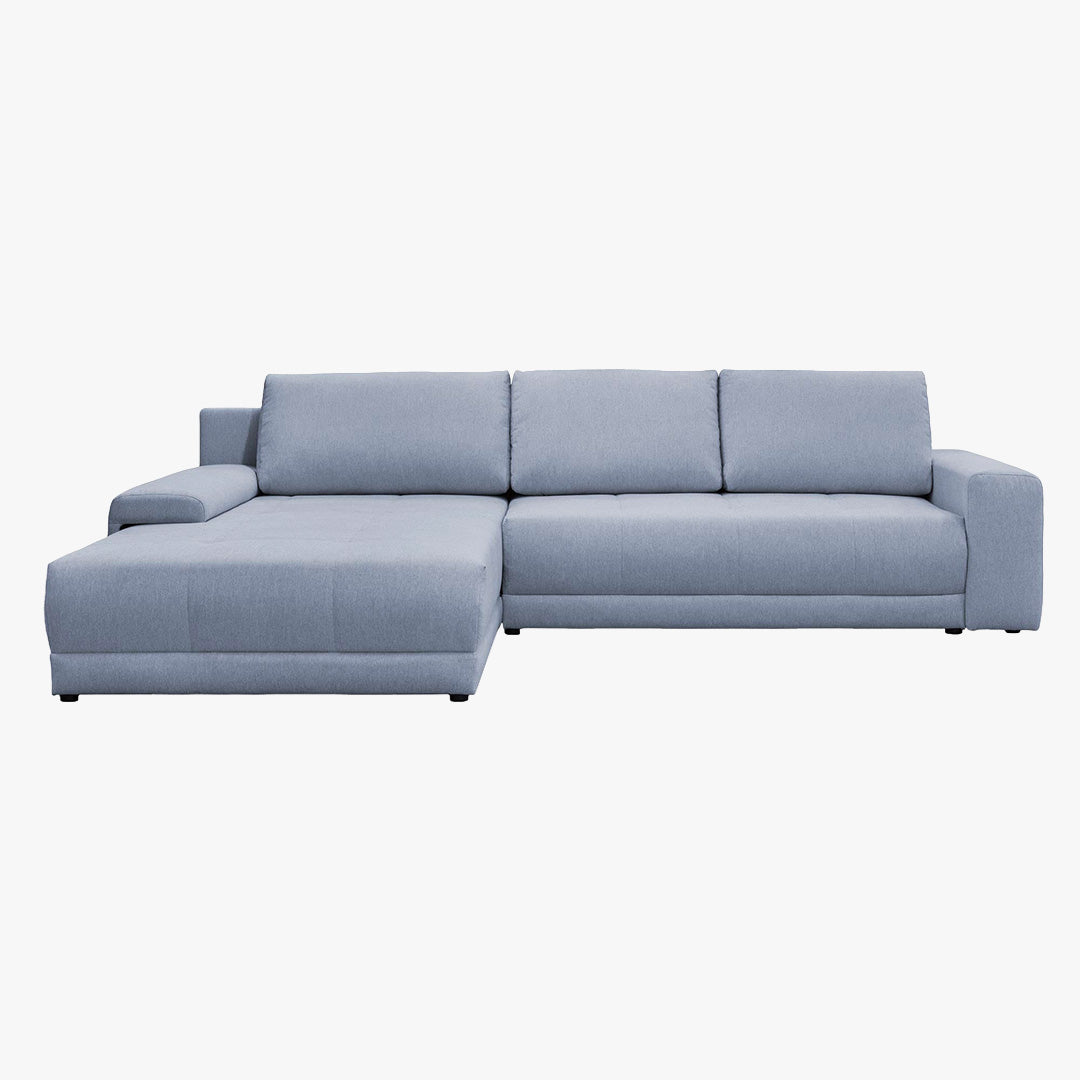 OLIVIA Canapé d'angle convertible avec coffre tissu gris - Configuration fixe