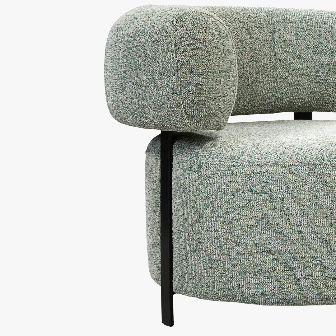 NAYA Fauteuil design en tissu vert et métal noir