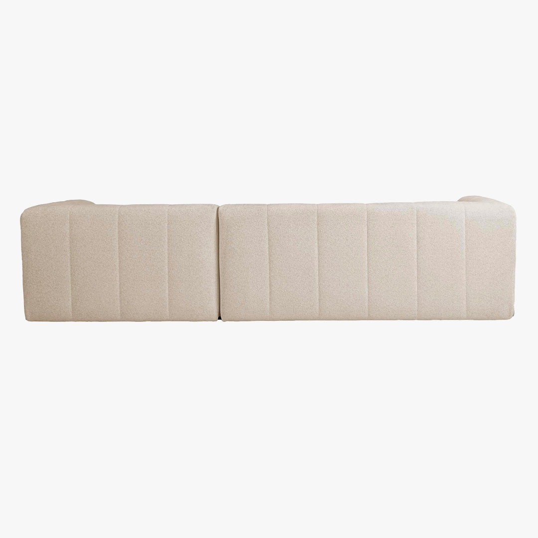 DEYNA Canapé d’angle en tissu capitonné beige - Angle droit