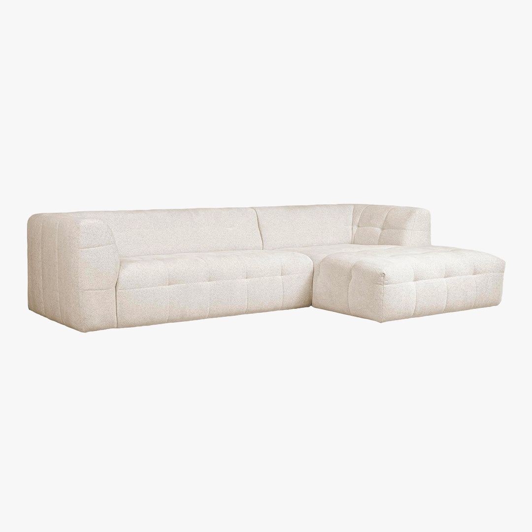 DEYNA Canapé d’angle en tissu capitonné beige - Angle droit