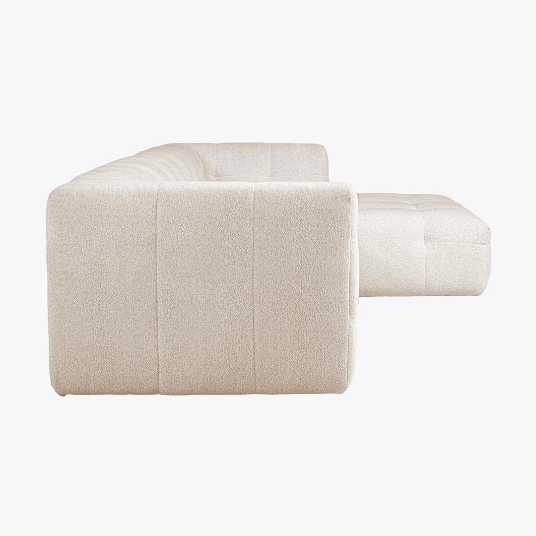 DEYNA Canapé d’angle en tissu capitonné beige - Angle droit