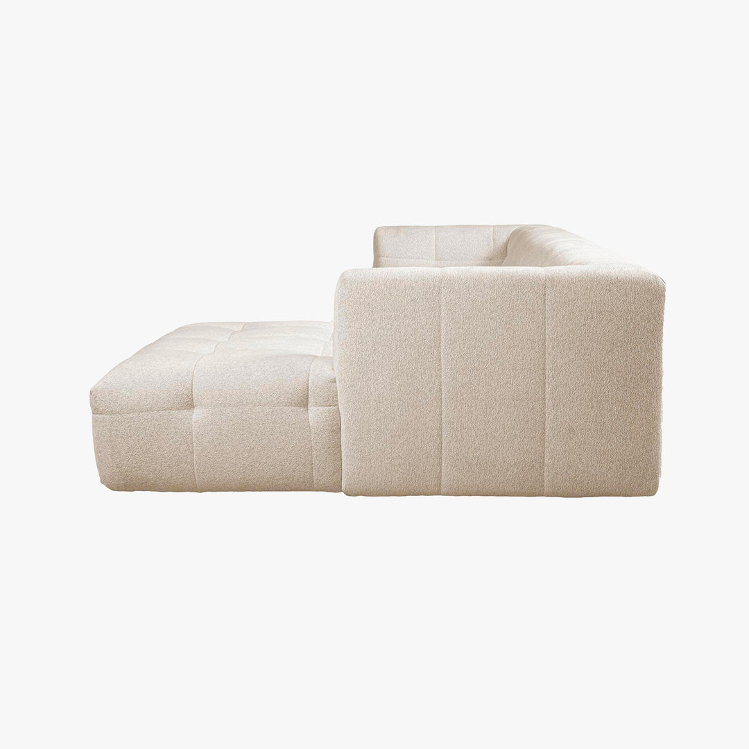 DEYNA Canapé d’angle en tissu capitonné beige - Angle droit