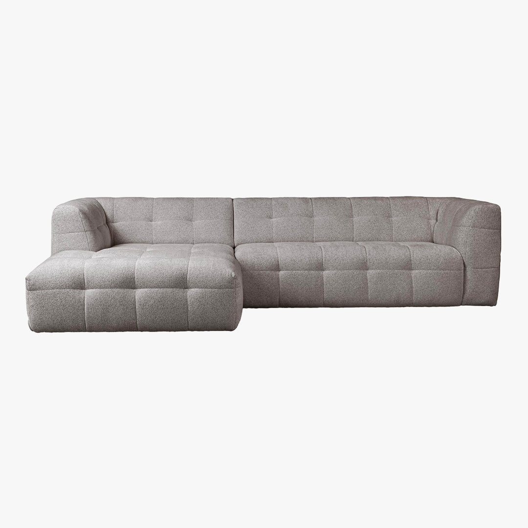 DEYNA Canapé d’angle en tissu capitonné gris foncé - Angle gauche