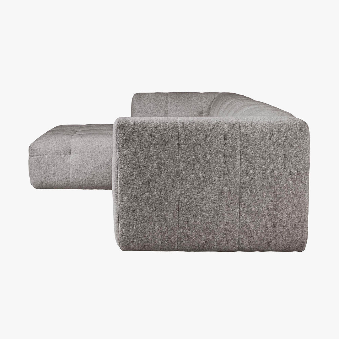 DEYNA Canapé d’angle en tissu capitonné gris foncé - Angle gauche