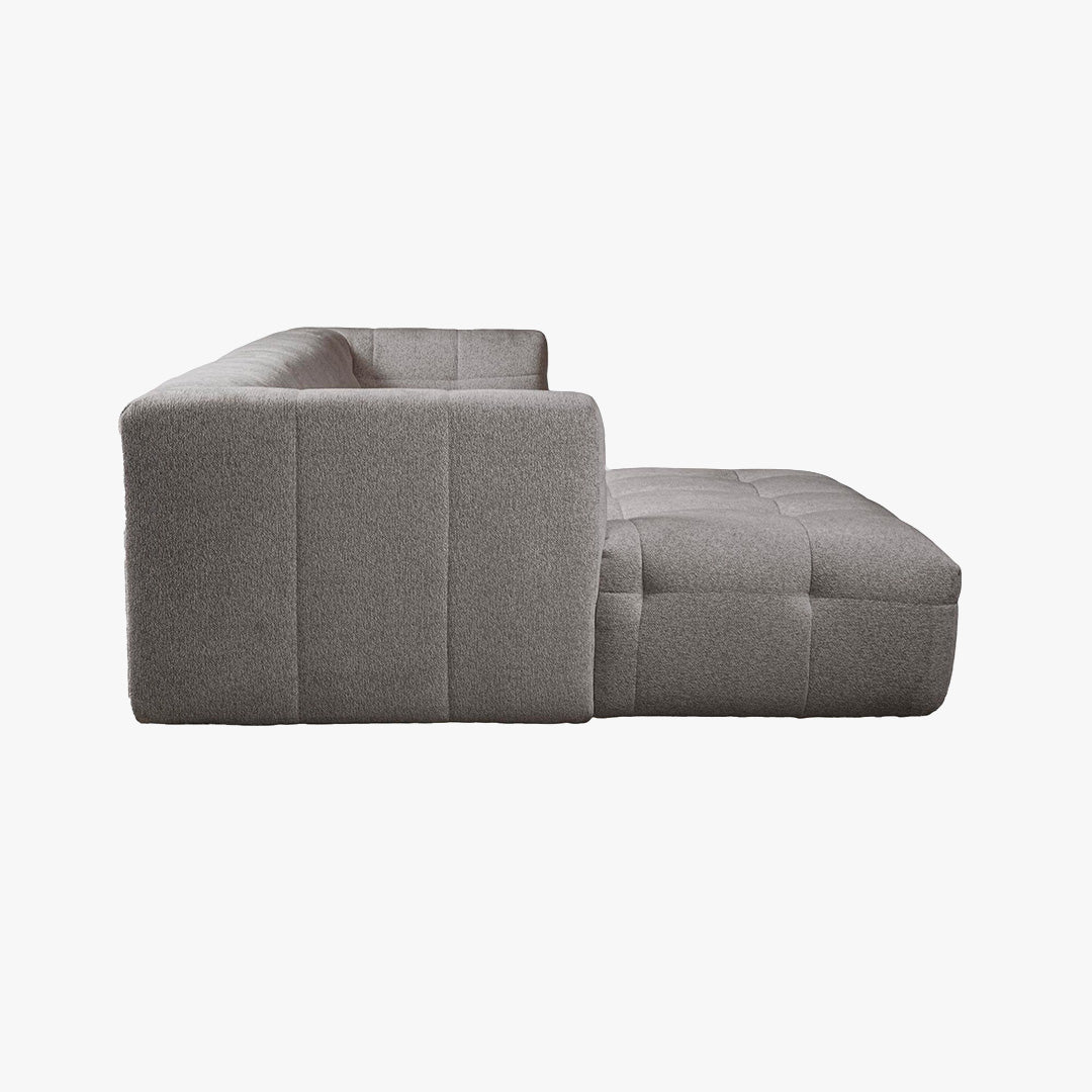 DEYNA Canapé d’angle en tissu capitonné gris foncé - Angle gauche