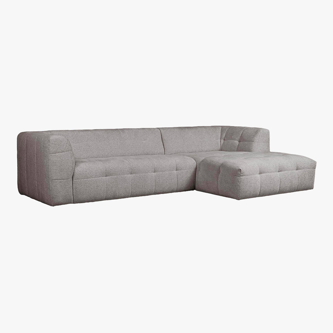 DEYNA Canapé d’angle en tissu capitonné gris foncé - Angle droit