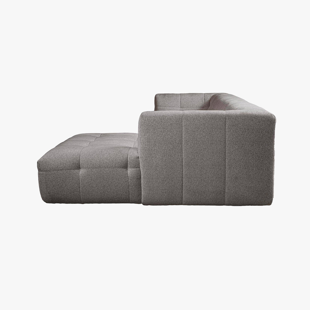 DEYNA Canapé d’angle en tissu capitonné gris foncé - Angle droit