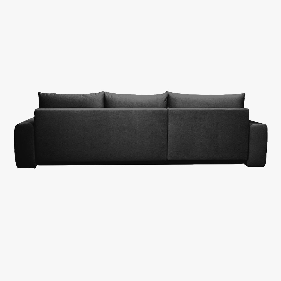 LYGIE Canapé d'angle convertible avec coffre en velours gris foncé - Angle gauche