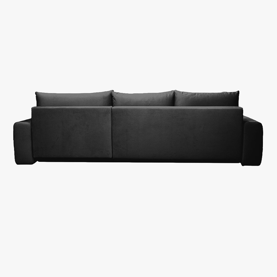 LYGIE Canapé d'angle convertible avec coffre en velours gris foncé - Angle droit