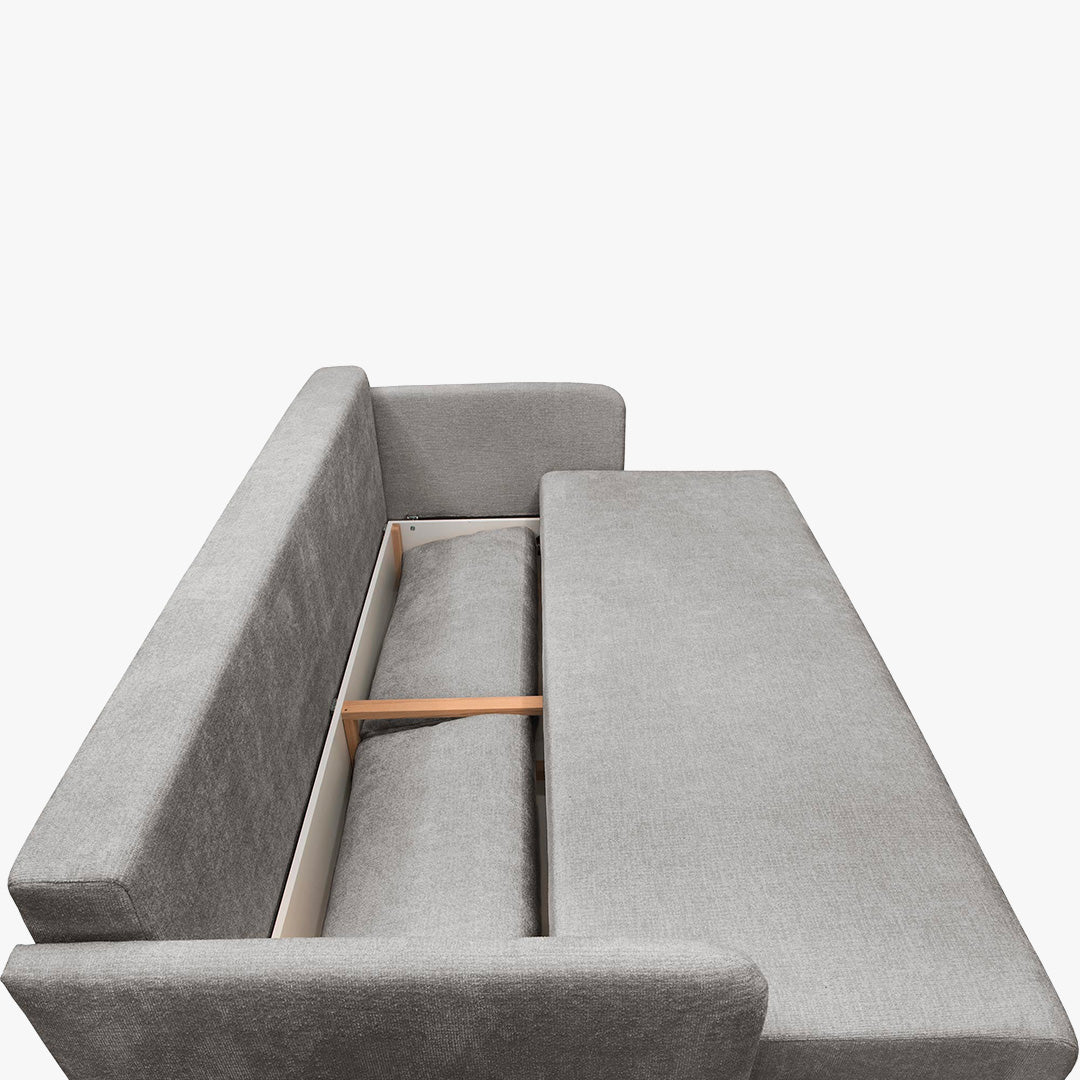 CELSY Canapé 3 places convertible avec coffre en tissu gris
