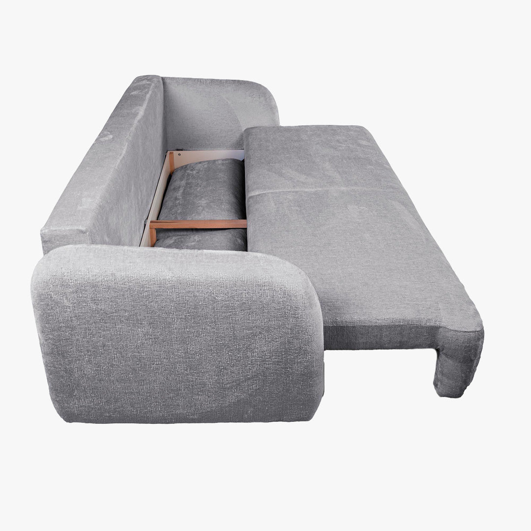 DRIXY Canapé 3 places convertible avec coffre en tissu gris