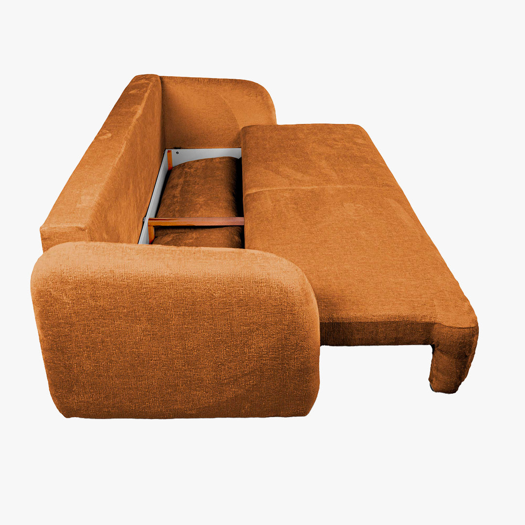 DRIXY Canapé 3 places convertible avec coffre en tissu orange