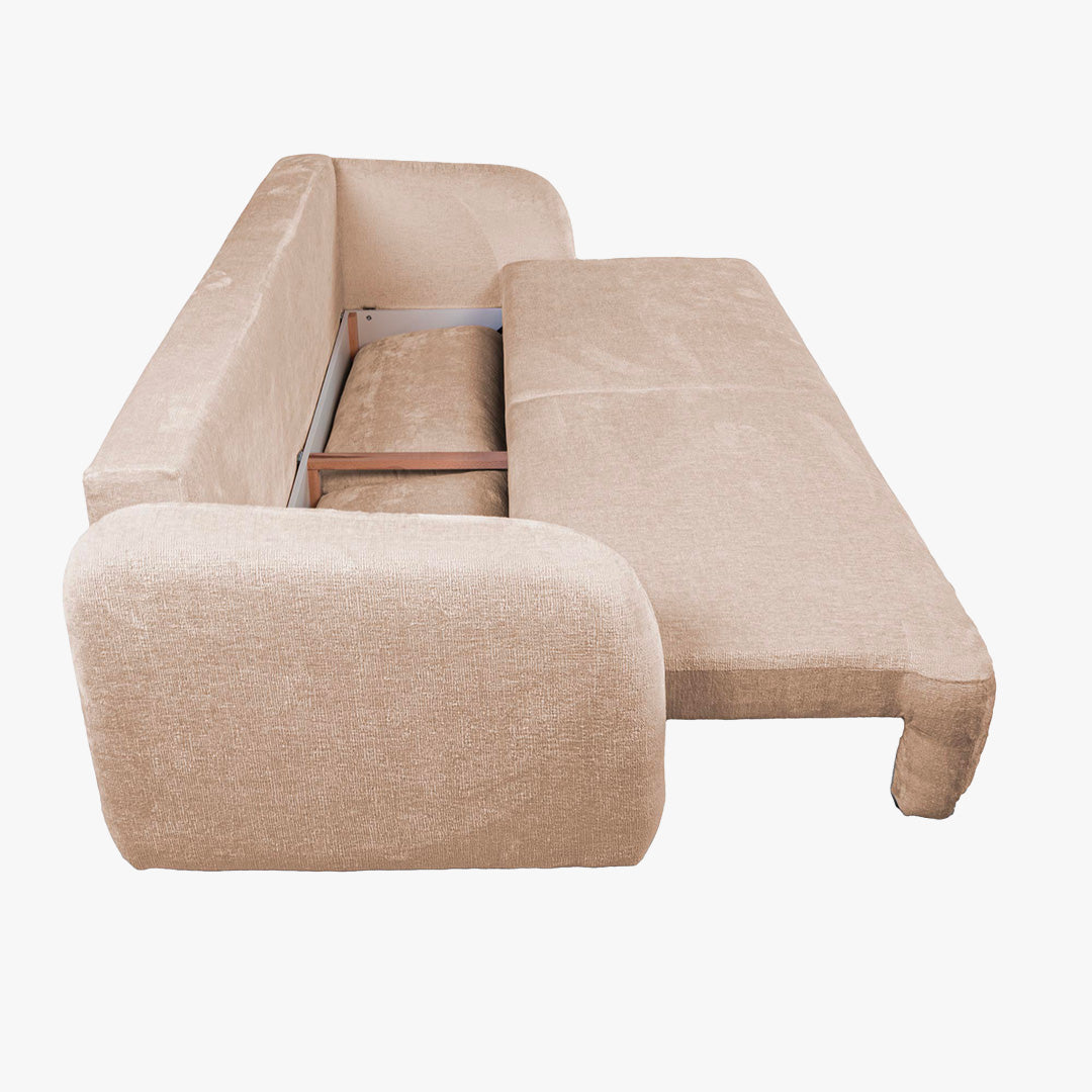 DRIXY Canapé 3 places convertible avec coffre en tissu beige