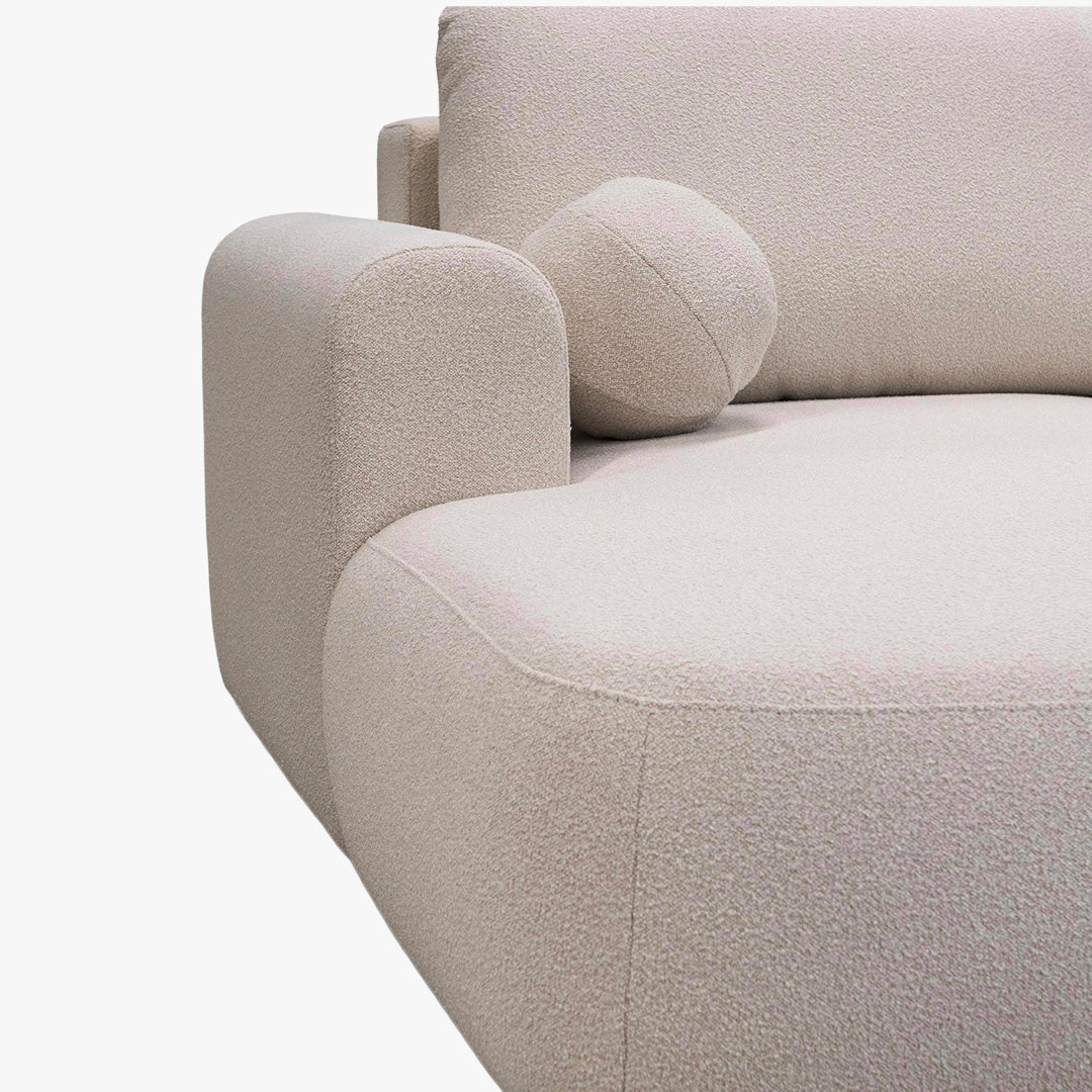 TYLAN Canapé d’angle convertible avec coffre effet peau de mouton écru - Angle gauche