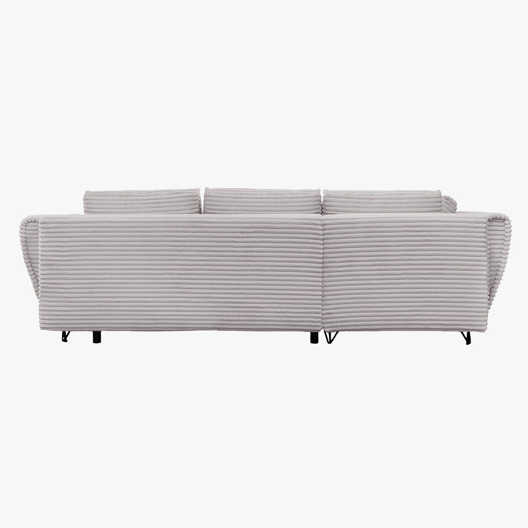 SEYNA Canapé d’angle convertible avec coffre en velours côtelé gris- Angle gauche