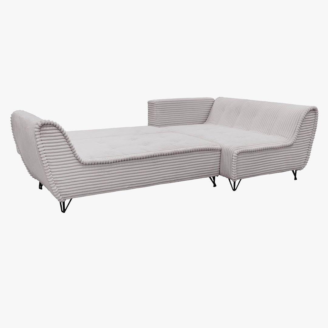 SEYNA Canapé d’angle convertible avec coffre en velours côtelé gris- Angle droit