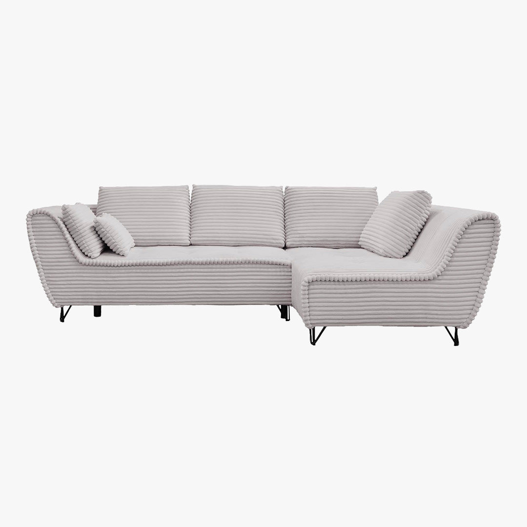 SEYNA Canapé d’angle convertible avec coffre en velours côtelé gris- Angle droit