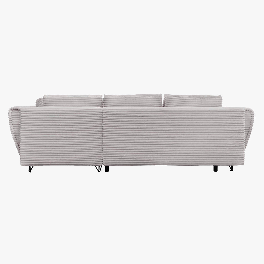 SEYNA Canapé d’angle convertible avec coffre en velours côtelé gris- Angle droit