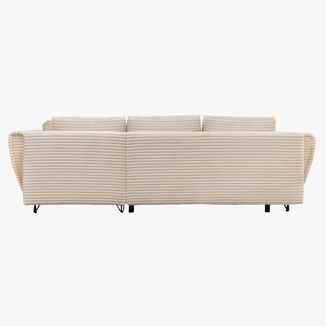 SEYNA Canapé d’angle convertible avec coffre en velours côtelé beige - Angle droit