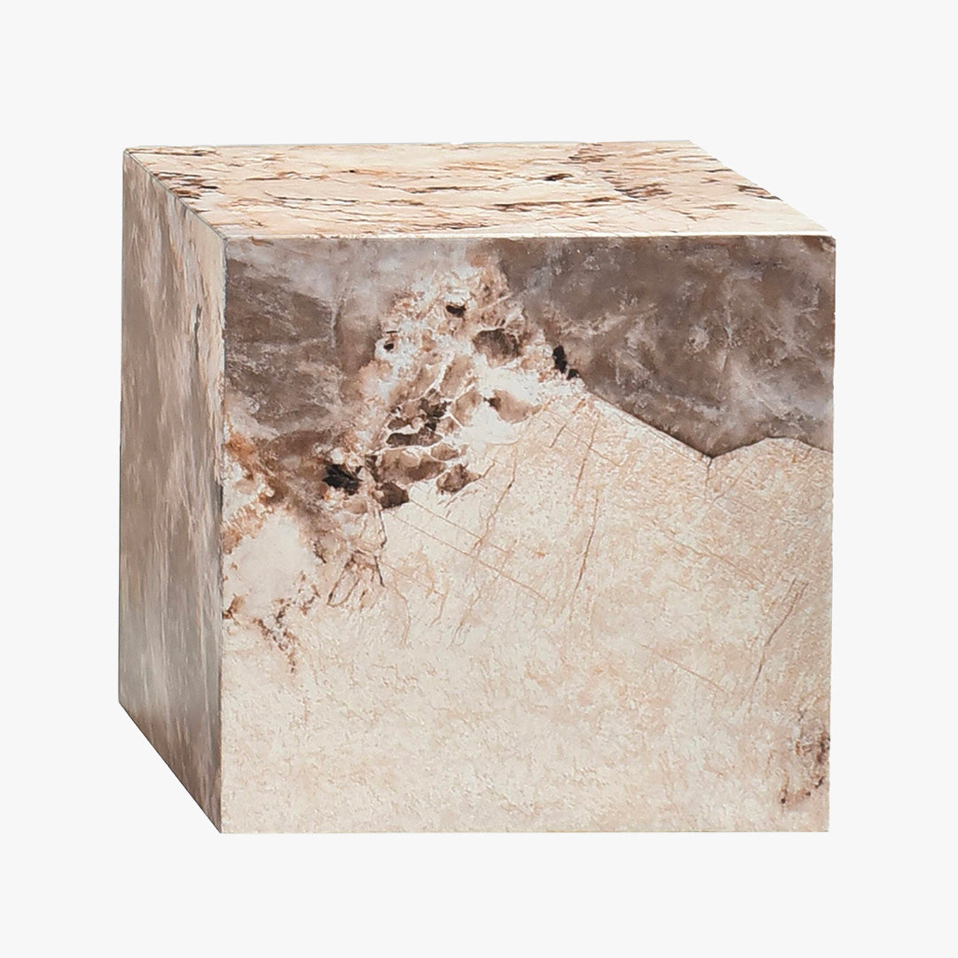 JASMIA Table basse carré marbre d'ingénierie beige et marron