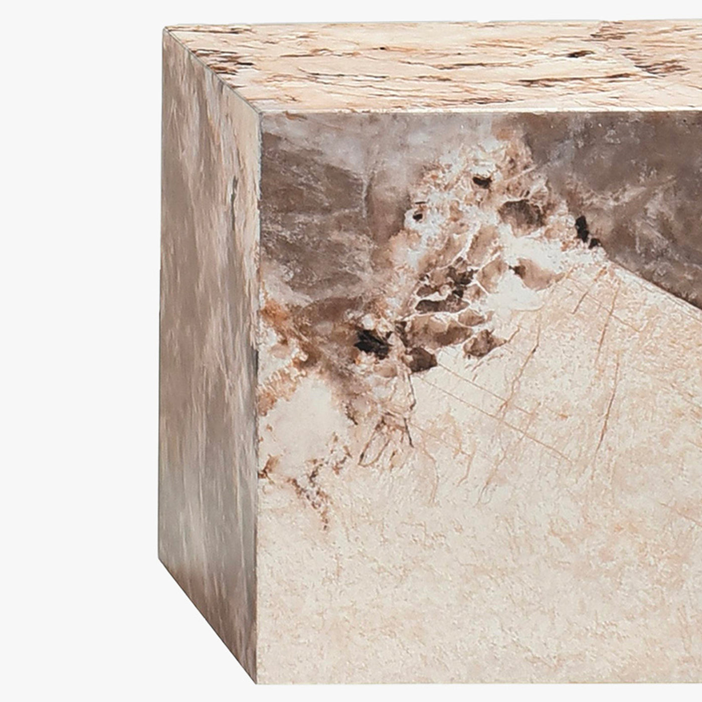JASMIA Table basse carré marbre d'ingénierie beige et marron