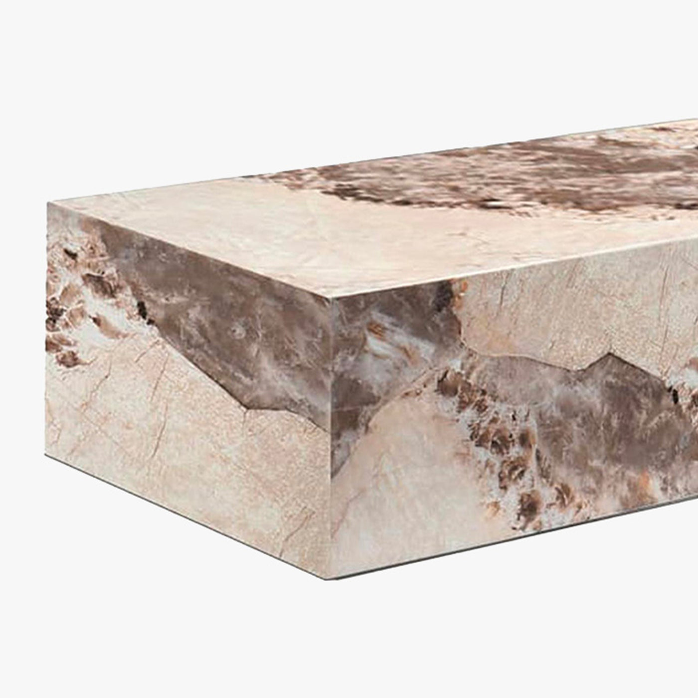 ISBEL Table basse rectangulaire marbre d'ingénierie beige et marron