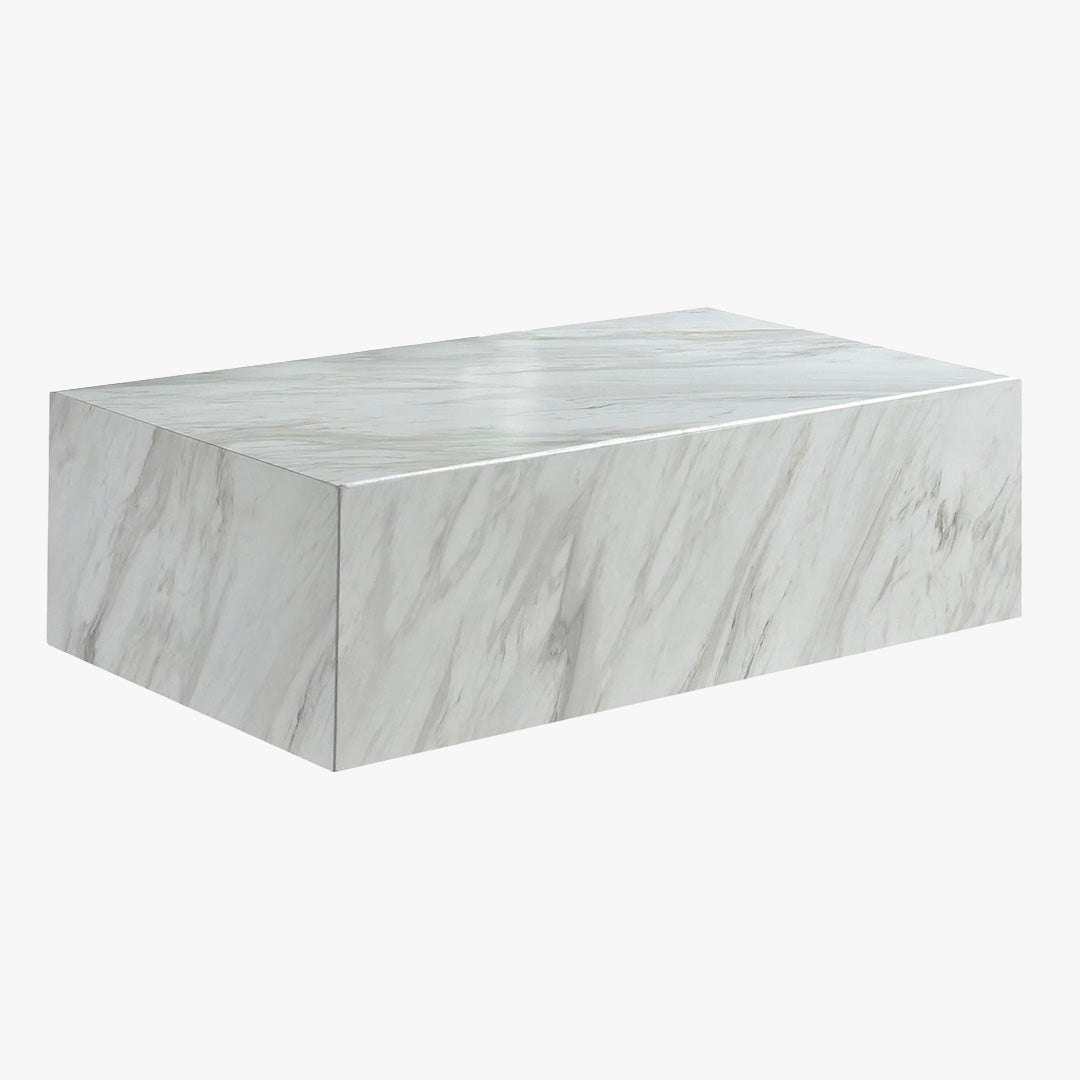 ISBEL Table basse rectangulaire marbre d'ingénierie blanc