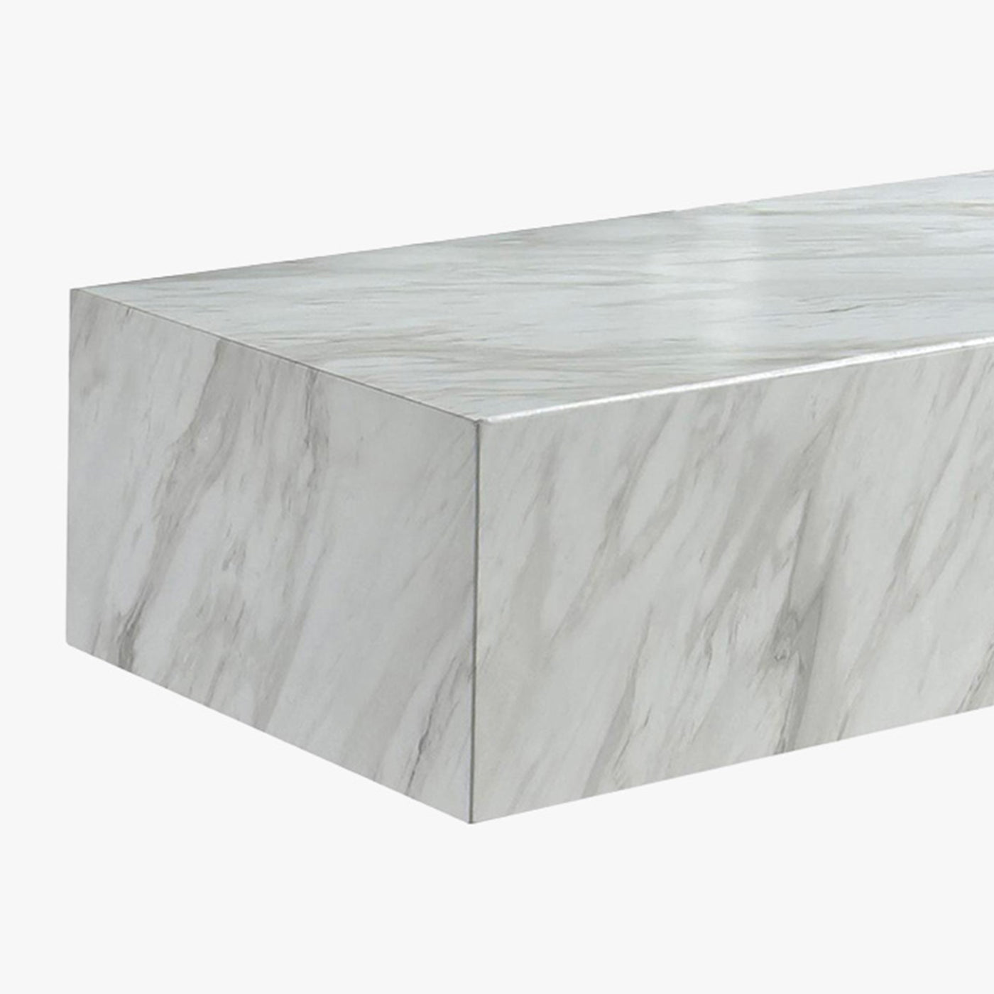 ISBEL Table basse rectangulaire marbre d'ingénierie blanc