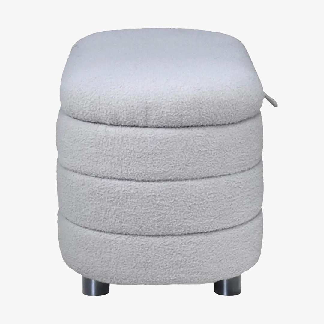 LUCY Banquette coffre en tissu effet peau de mouton gris