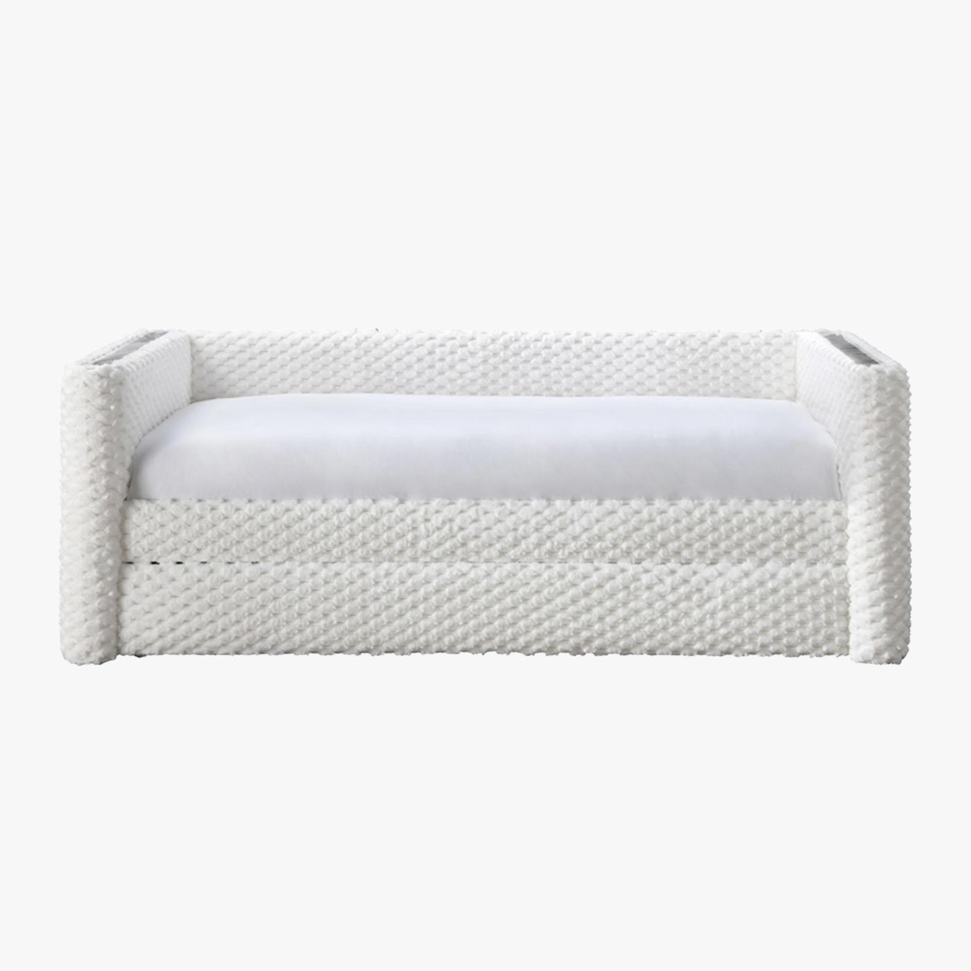 LEANA Lit gigogne tissu blanc 90x190 cm