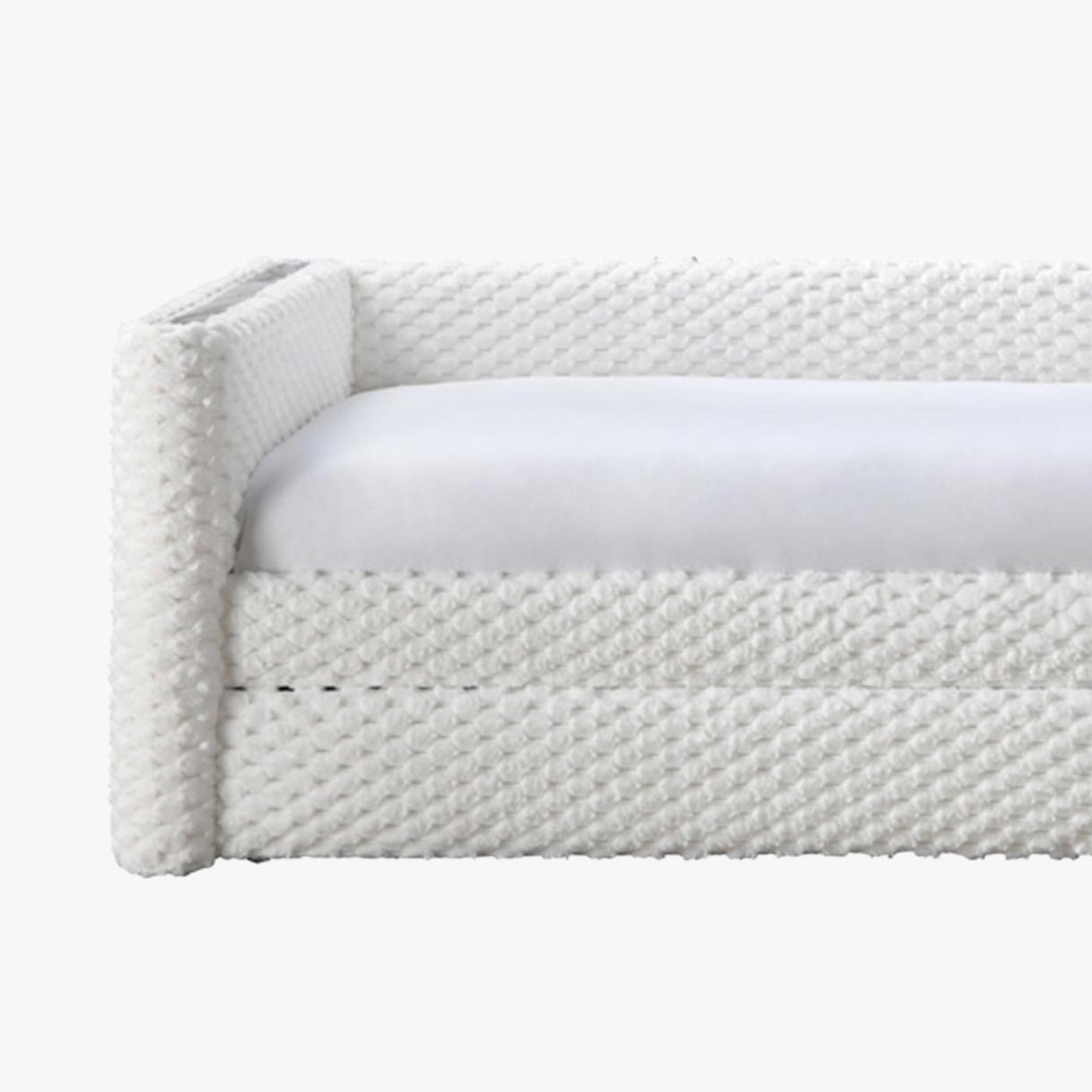 LEANA Lit gigogne tissu blanc 90x190 cm