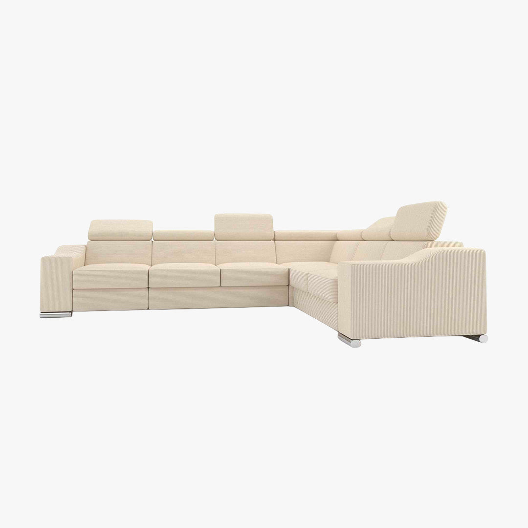 LUCKY COTELÉ Canapé d’angle convertible réversible en velours côtelé beige
