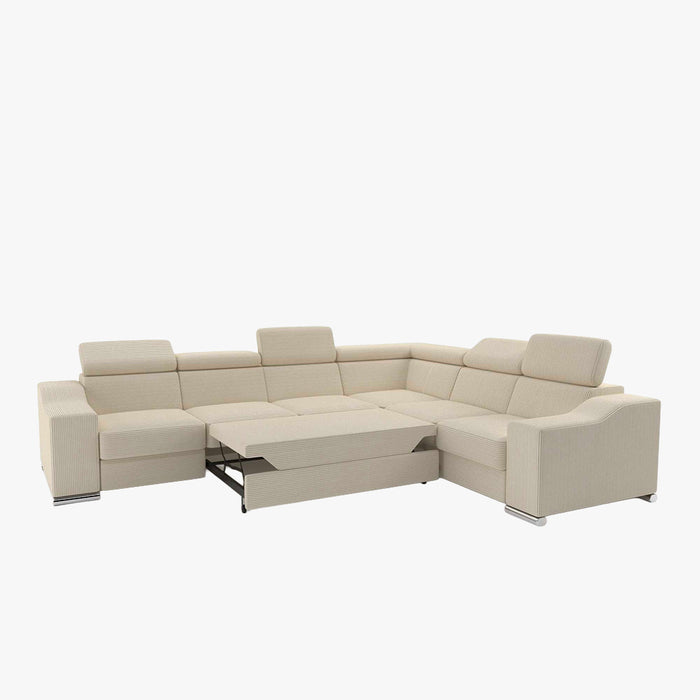LUCKY COTELÉ Canapé d’angle convertible réversible en velours côtelé beige